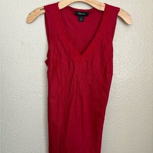 Style & Co Red Sleeveless V-Neck Linen Top